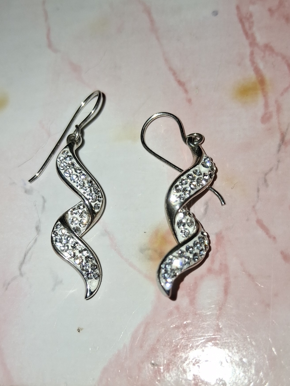 Silver Crystal Twisted Drop Earrings - Women Jewelry